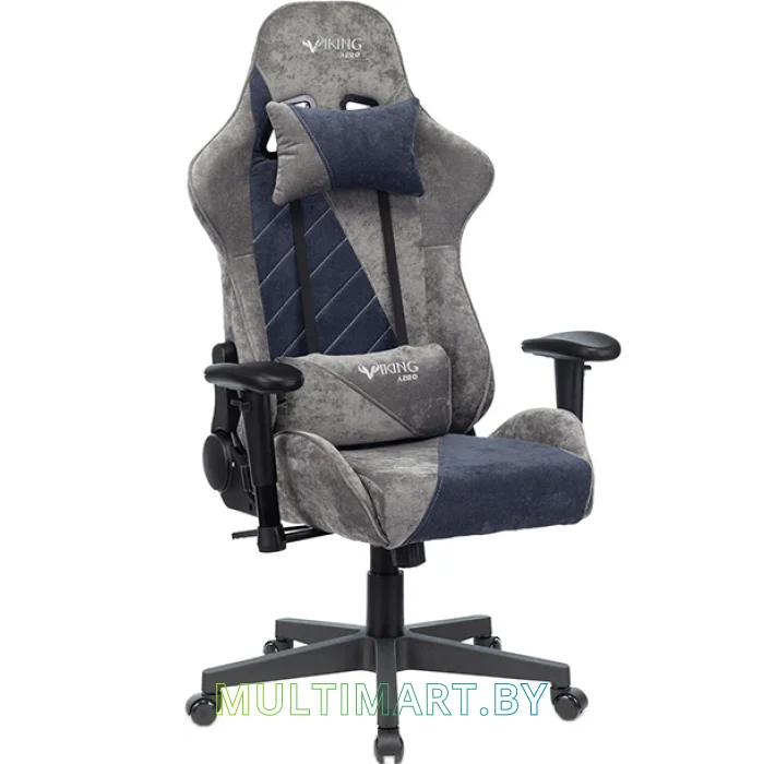 Кресло компьютерное Zombie VIKING X Fabric (серый/темно-синий)
